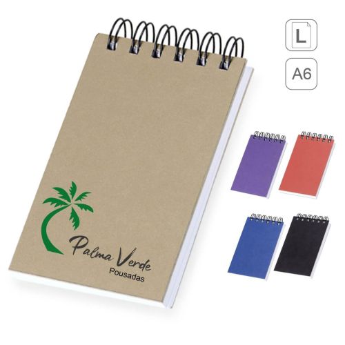 Bloco de notas A6 Eco capa em papel kraft resistente personalizado para brindes 14836