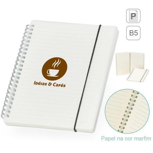 caderno grande b5 wire-o capa transparente personalizado para brindes cod-05058