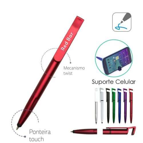 Caneta Plástica Touch com Suporte para celular 0708 