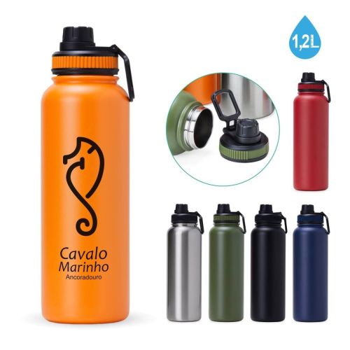 Garrafa Térmica inox 1200ml com boca larga e alça de transporte personalizada para brindes 05063